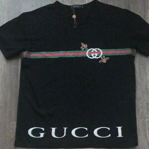 Gucci Black Tee with Red and Green Accents